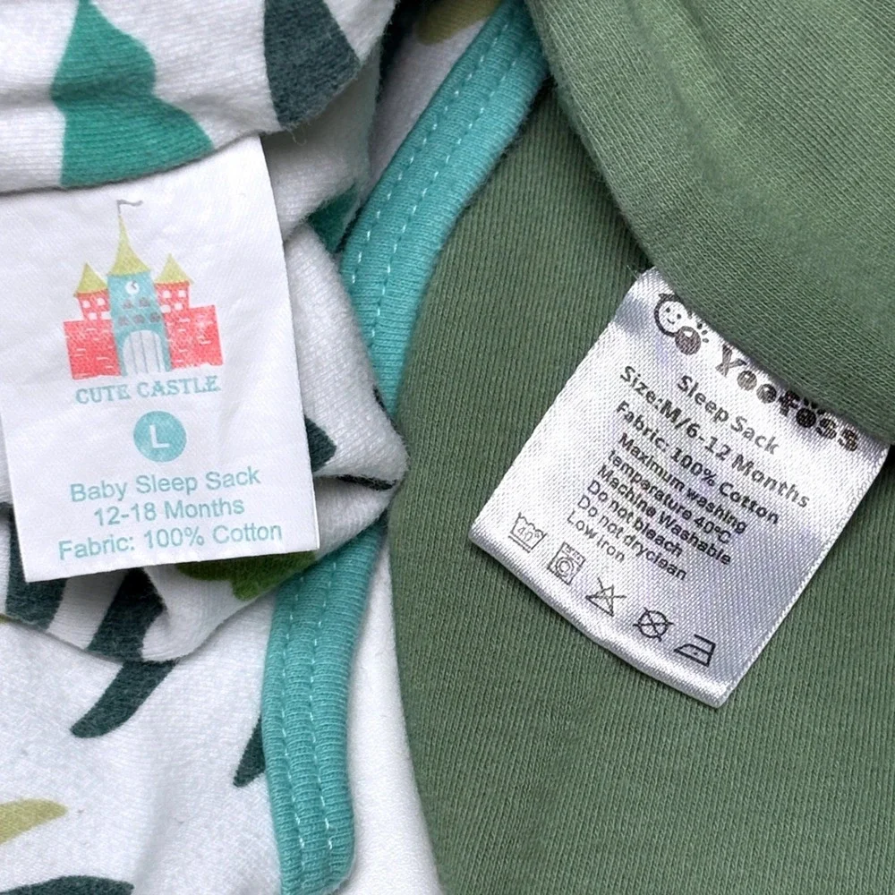 Lot of 2 Sleep Sack 6-18M Green Leaf Wearable Blanket Cotton Cute Castle Yoofoss